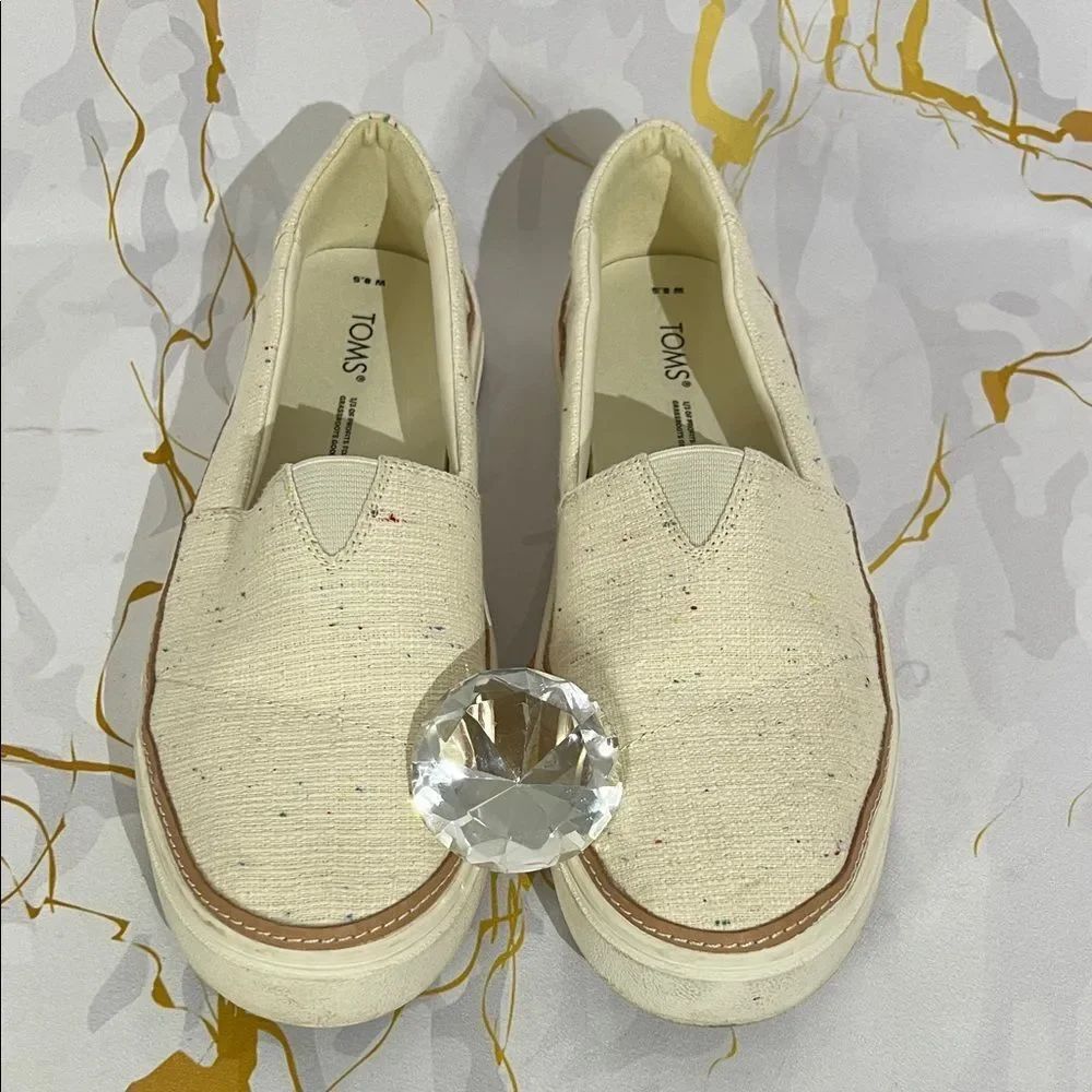 * TOMS Women's Cream Speckled Slip-On Loafers